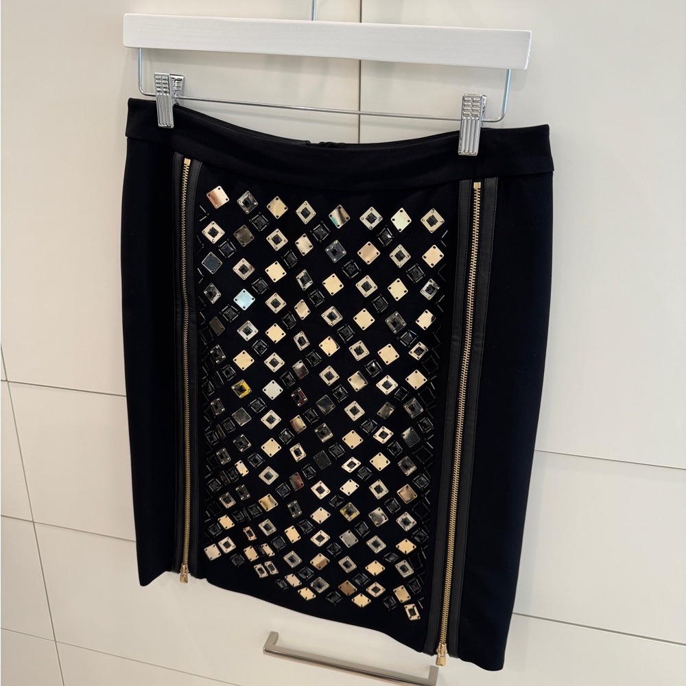 Per Se Black & Gold Embellished Pencil Skirt - Size 6